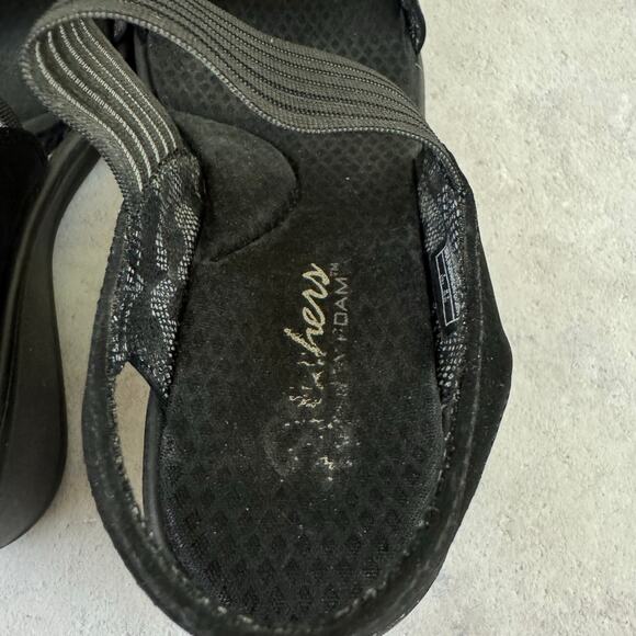 Skechers Rumblers Sci-Fi Wedge Sandal Black Memory Foam 38472 Women's Size 9 - Picture 10 of 13